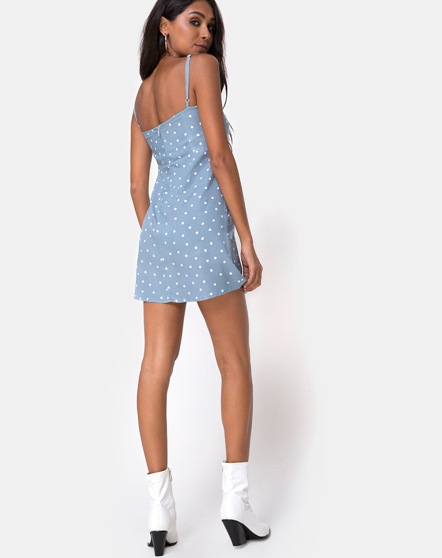 Image of Boyasly Slip Dress in Skater Polka Blue