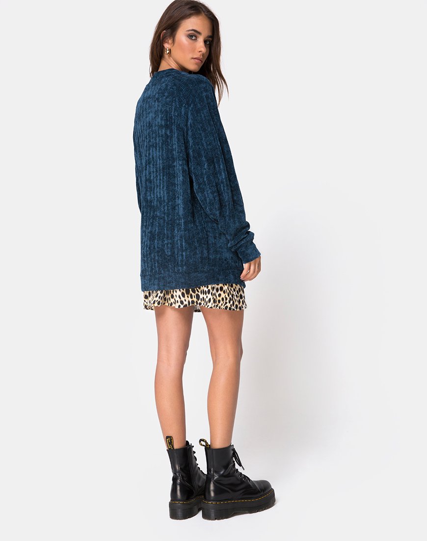 Boyfriend Cardigan in Chenille Blue