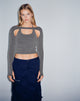 Image of Brandy Long Sleeve Top in Two Tone Rib Charcoal