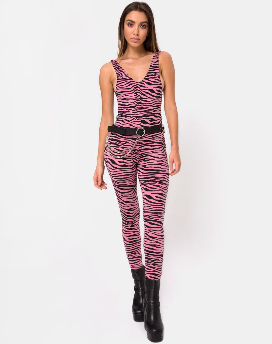 Image of Brista Catsuit in Zips Zebra Pink