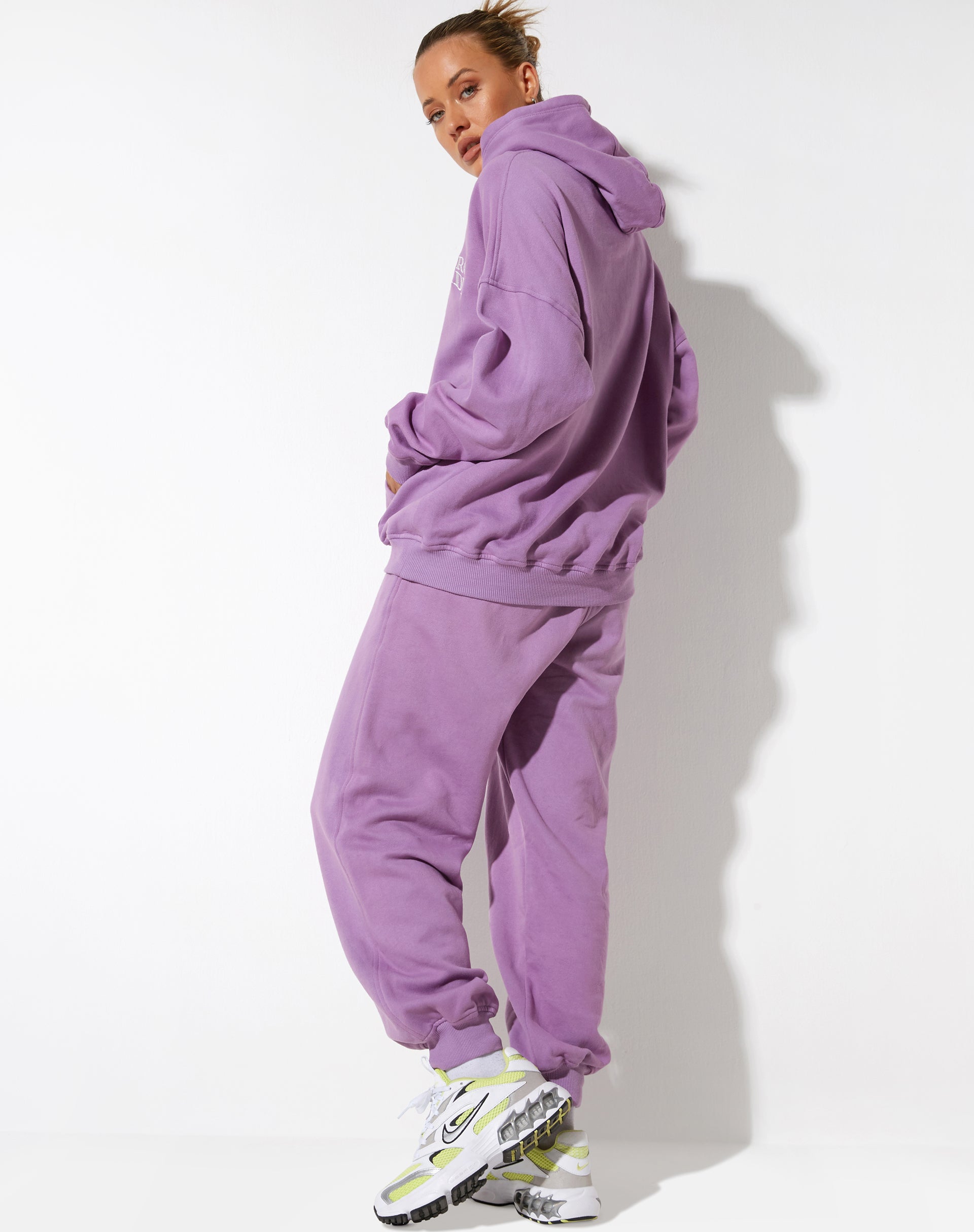 image of Oversize Hoodie in Lavender Retro Grade Embro