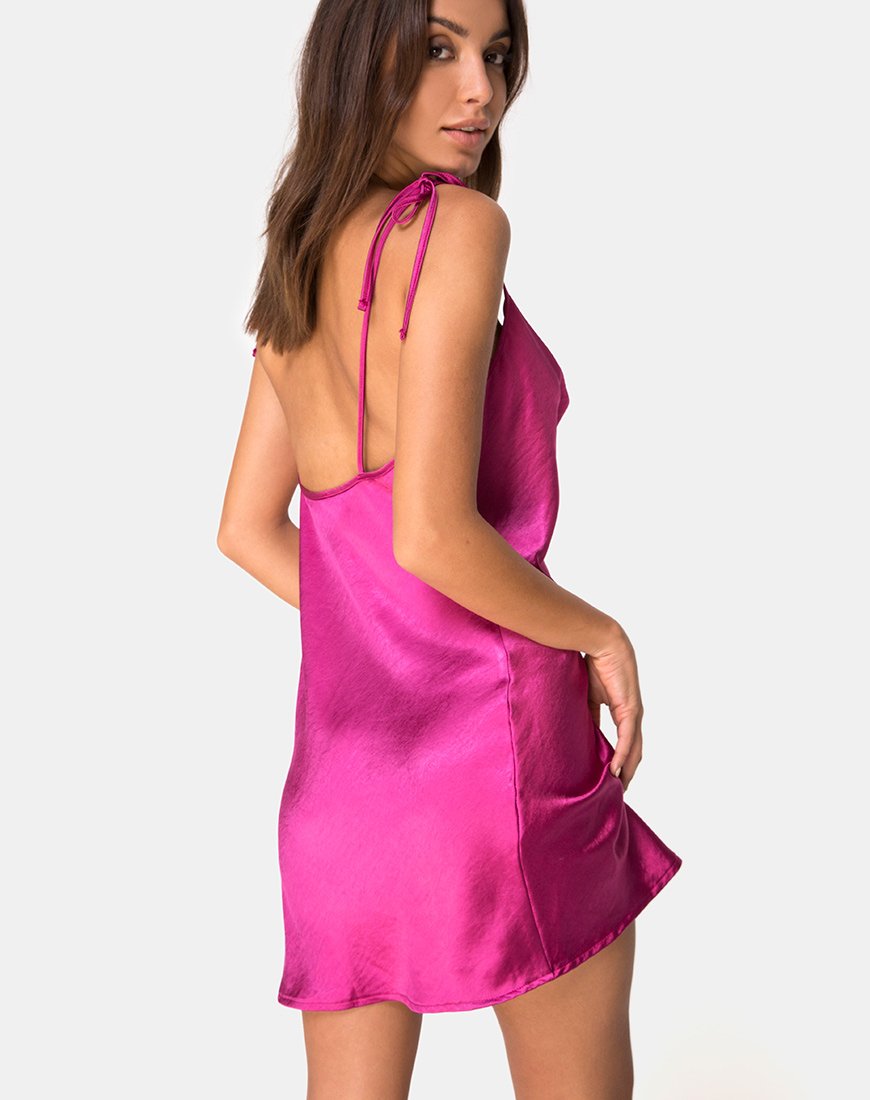 Image of Camara Dress in Satin Magenta