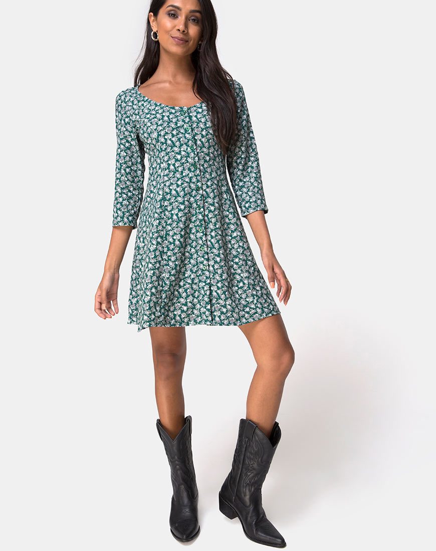 Image of Camdy Dress in Floral Bloom Green