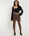 image of Camila Tiered Mini Skirt in Lace Chestnut Brown
