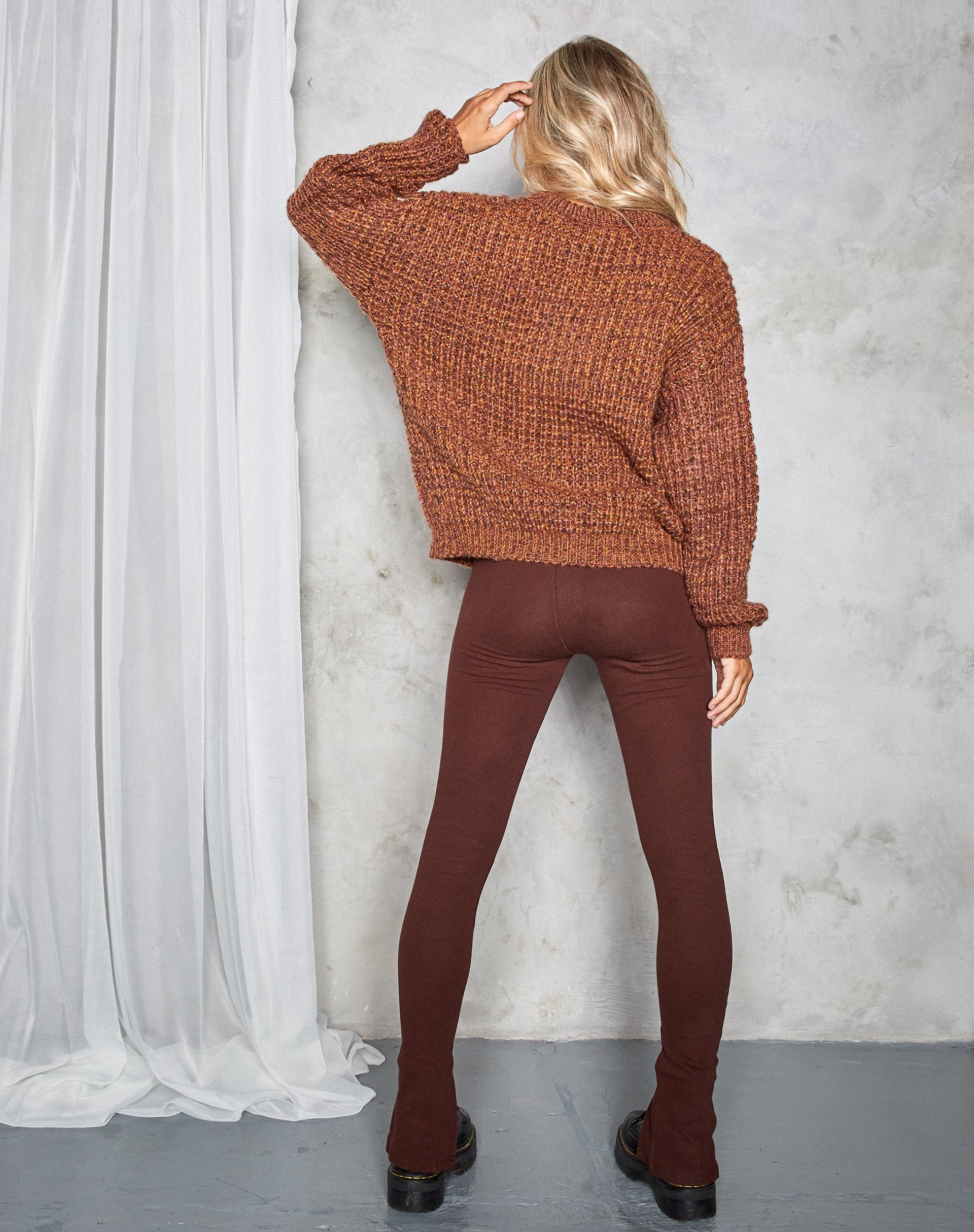Image of Caribou Jumper in Chunky Knit Black and Ginger