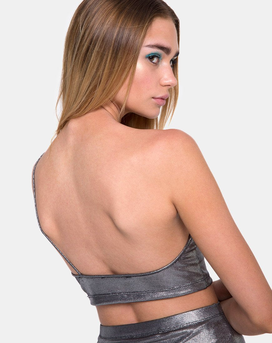 Carina Top in Drape Knit Silver Metallic