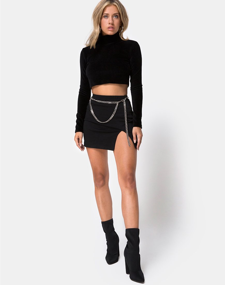 Image of Chain Belt Skirt in Black