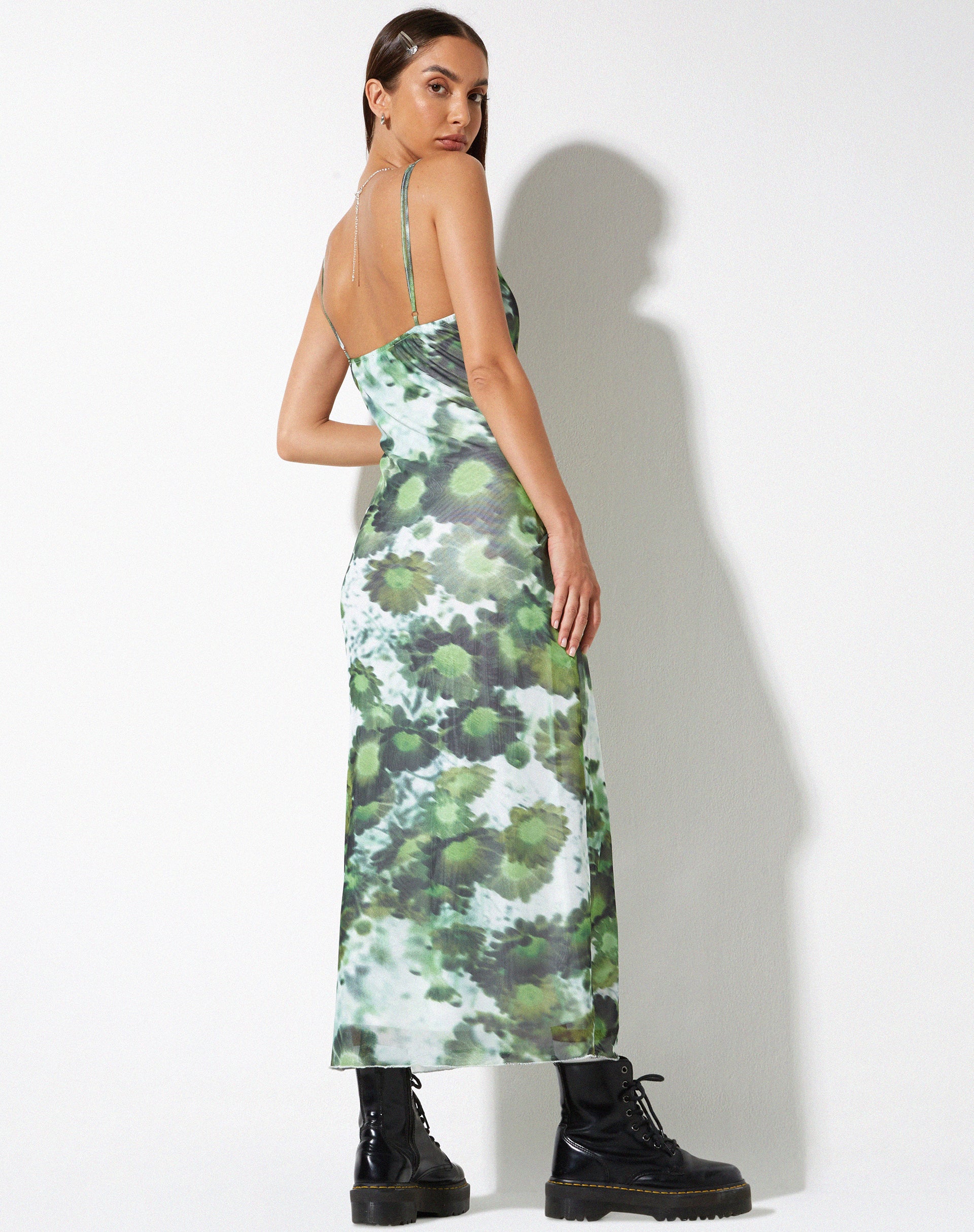 image of Chanda Maxi Dress in Xray Blurred Daisy Green