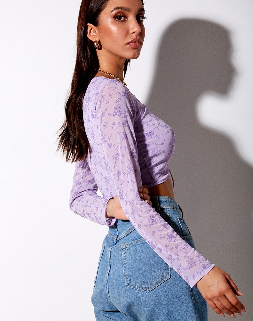 Image of Chilo Long Sleeve Top in Love Bloom Lilac Flock