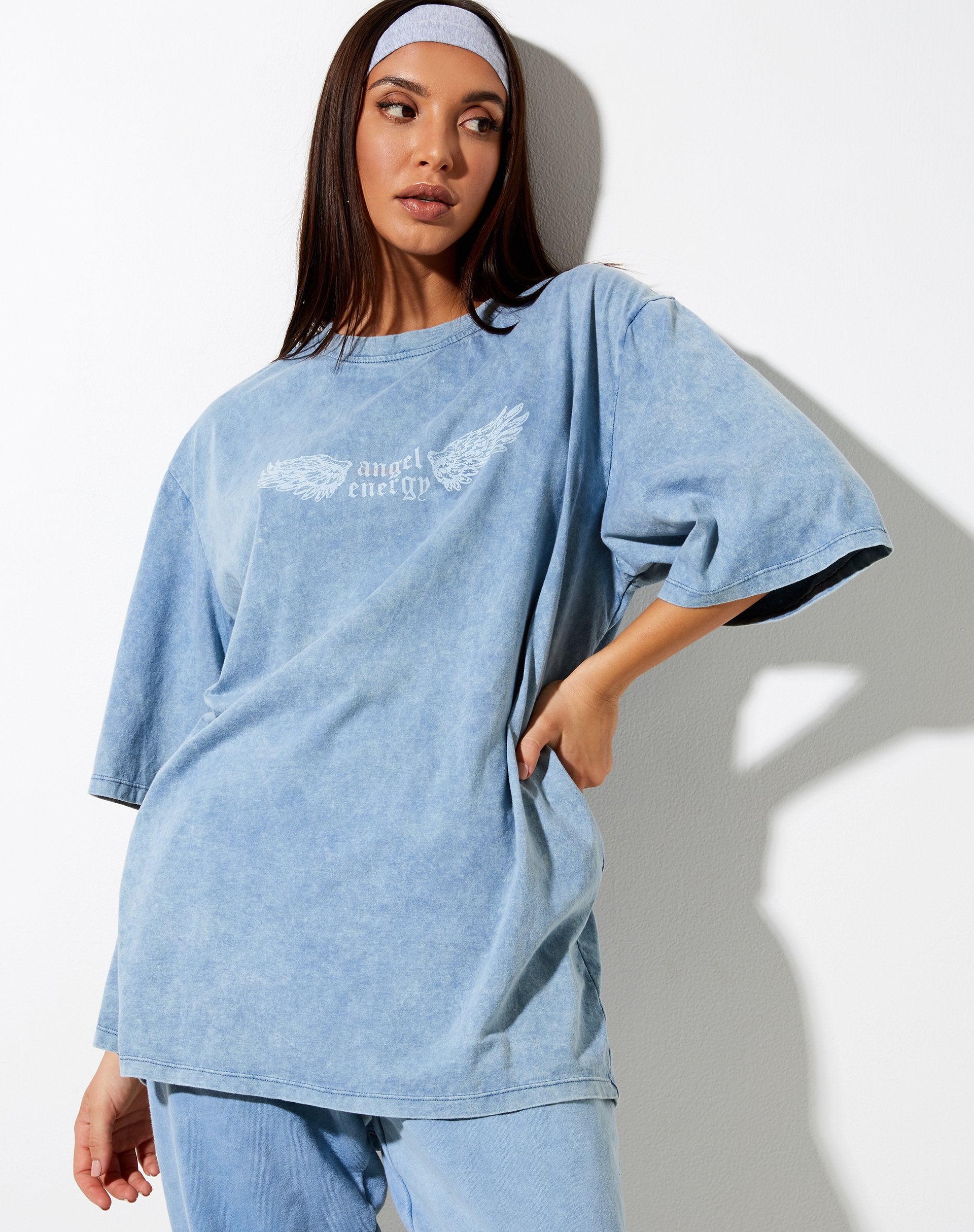 Image of Cocoon Tee in Washed Blue Angel Energy Wings