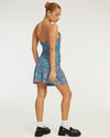 image of Coline Printed Mini Dress in Contrast Floral Blue