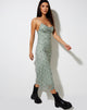 Image of Cotina Midi Dress in Sage Flower Buds Black Flock