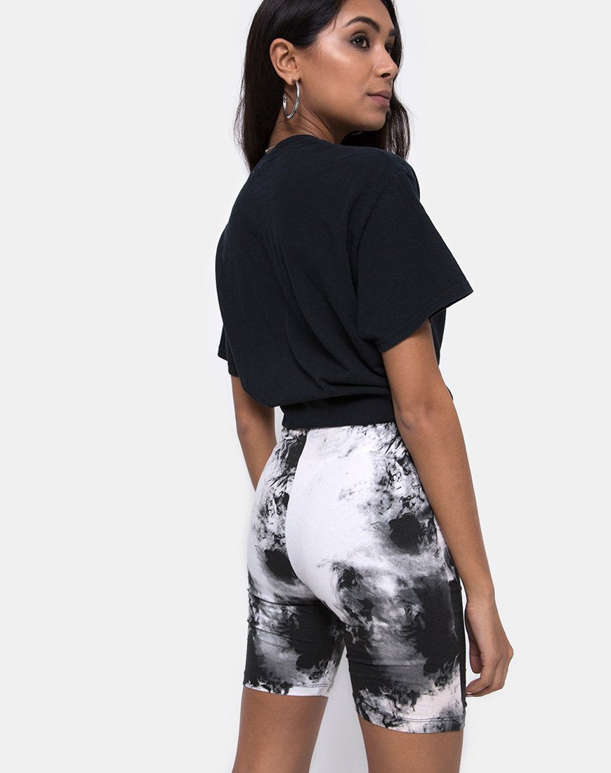 Cycle Short in Mono Tie Dye black and White