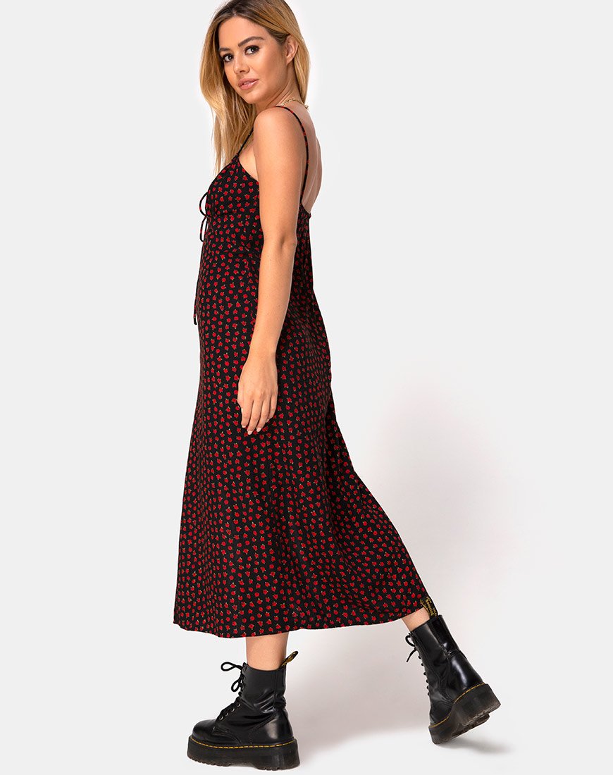 Image of Cypress Midi Dress in Dotty Rose Red