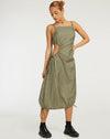 image of Daichi Cut Out Midi Dress in Silver Green