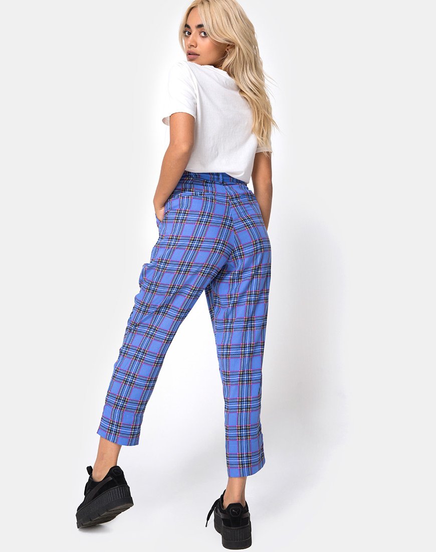Image of Dastan Trouser in 90s Check Blue Pink