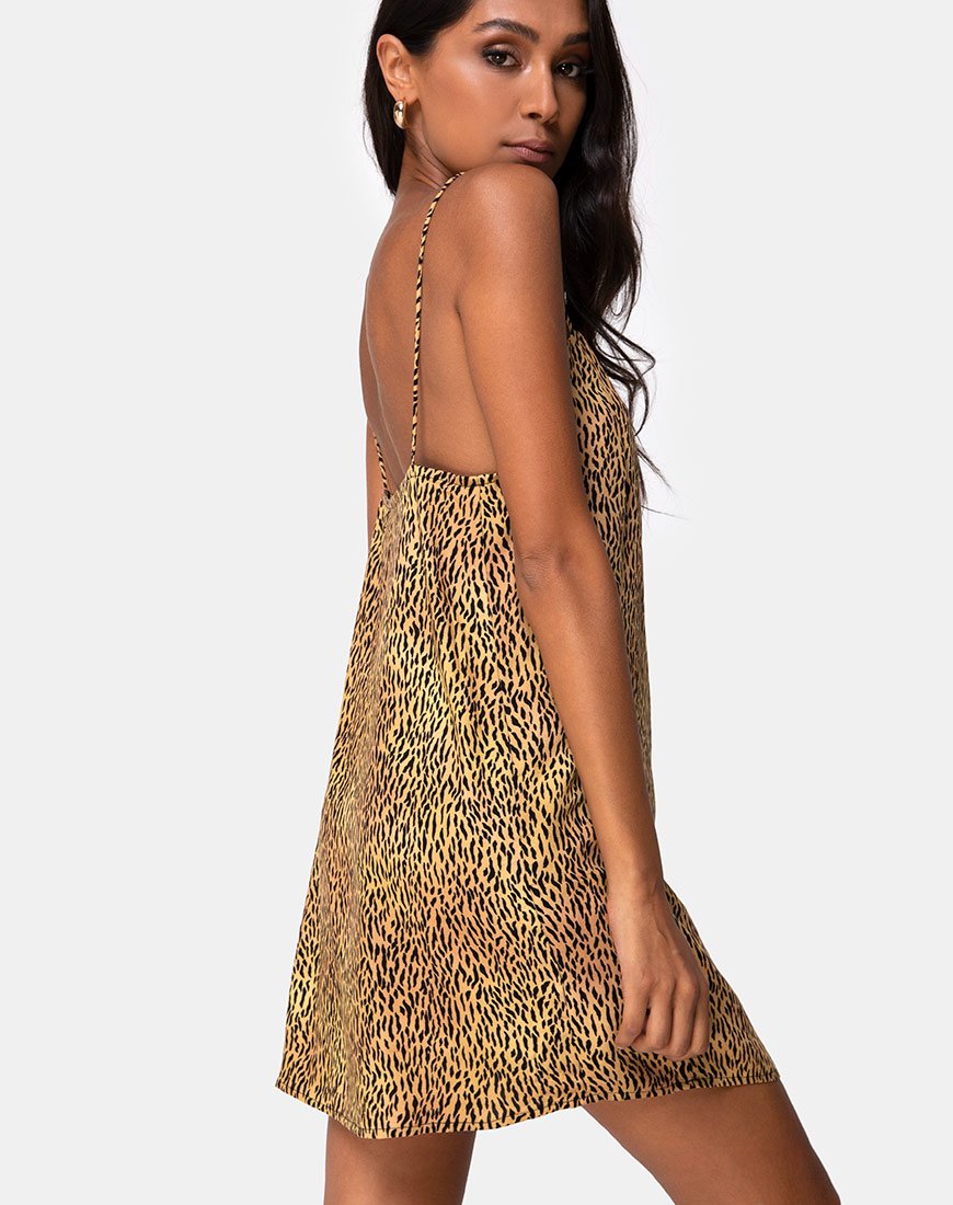 Image of Datista Slip Dress in Mini Tiger Brown