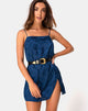 Image of Datista Slip Dress in Satin Rose Navy