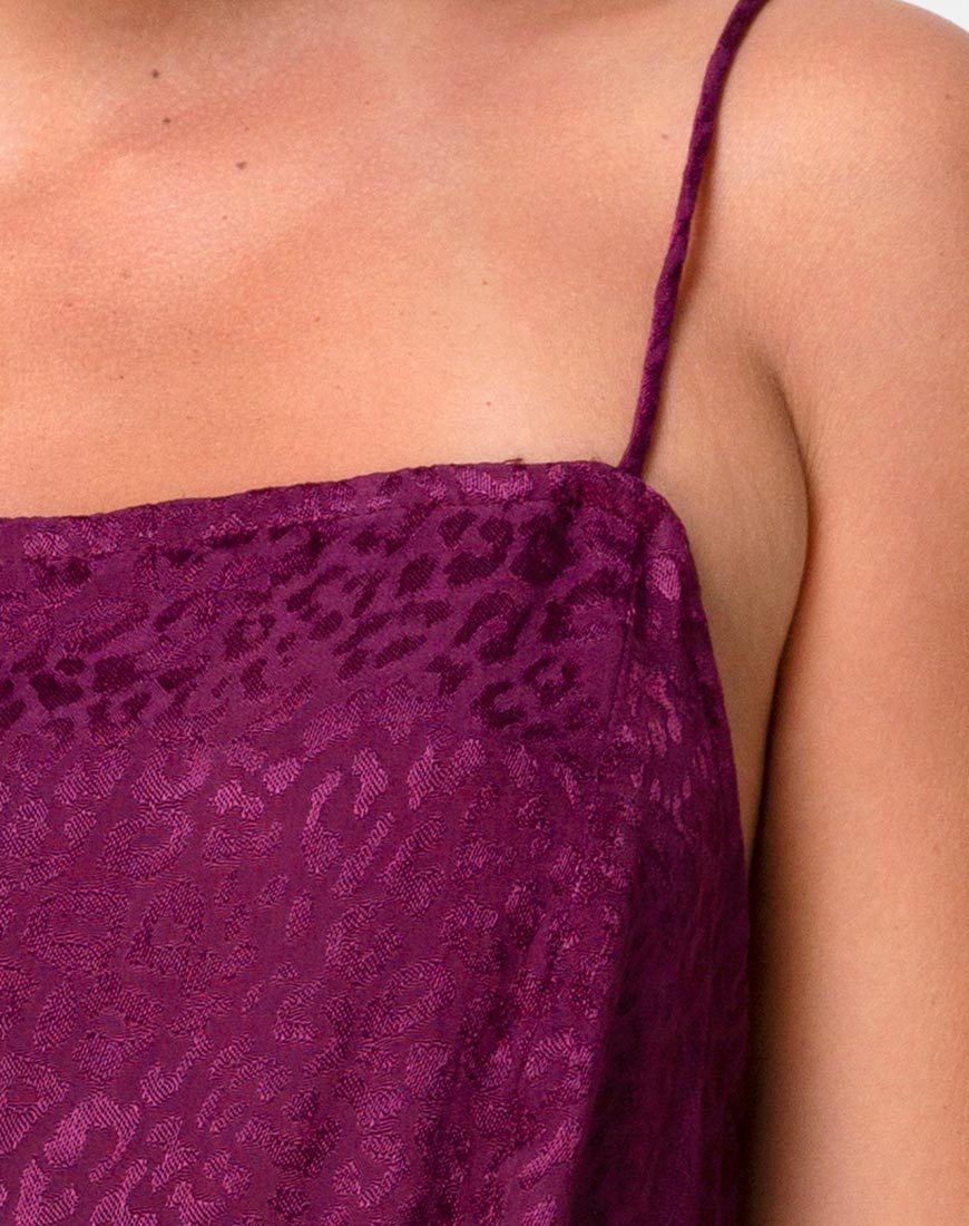 Image of Datista Slip Dress in Satin Cheetah Grape
