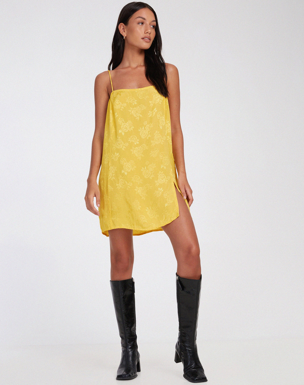 Datista Mini Dress in Satin Rose Sunshine Yellow