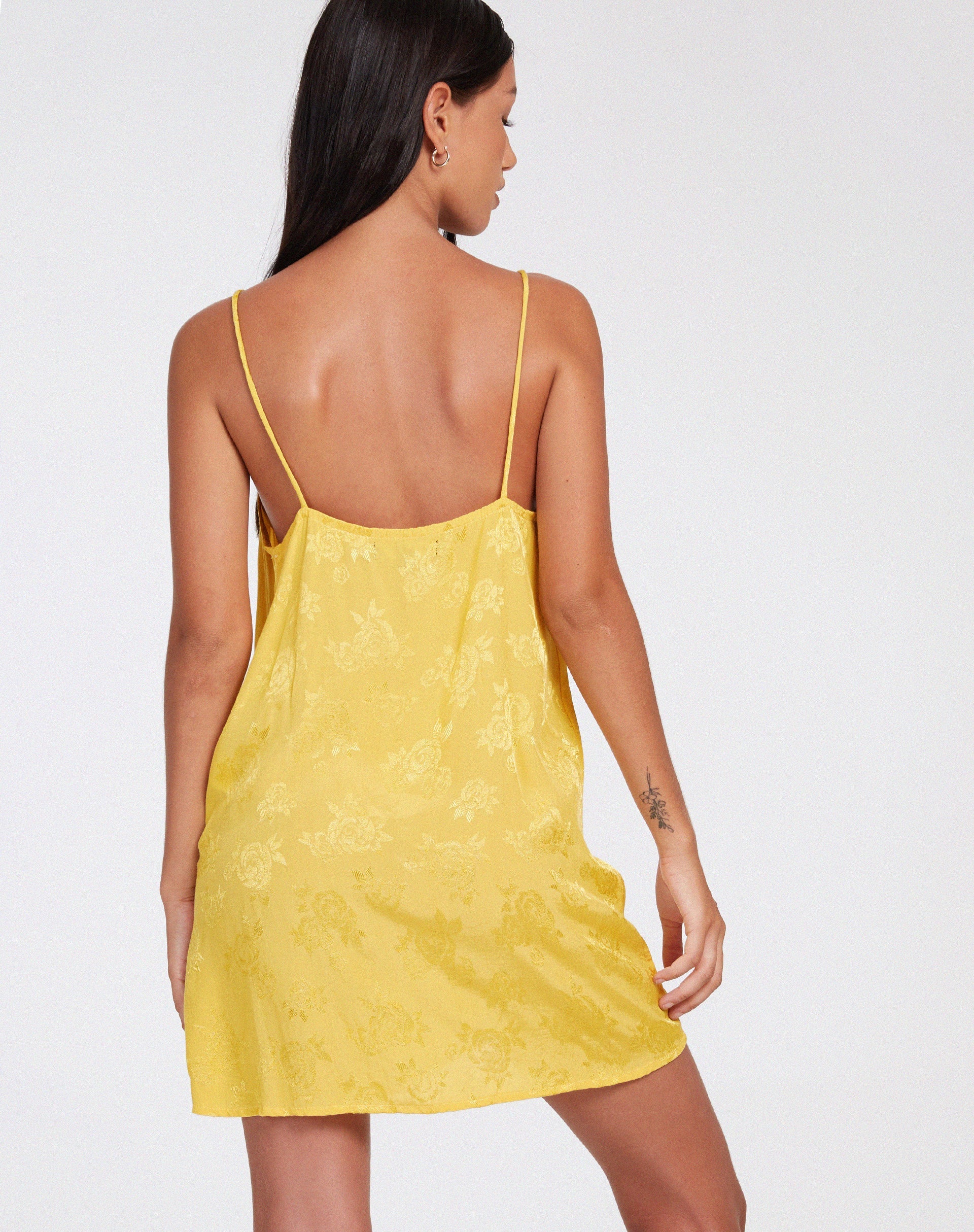 Image of Datista Mini Dress in Satin Rose Sunshine Yellow