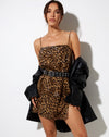 Image of Datista Slip Dress in Night Leopard Brown