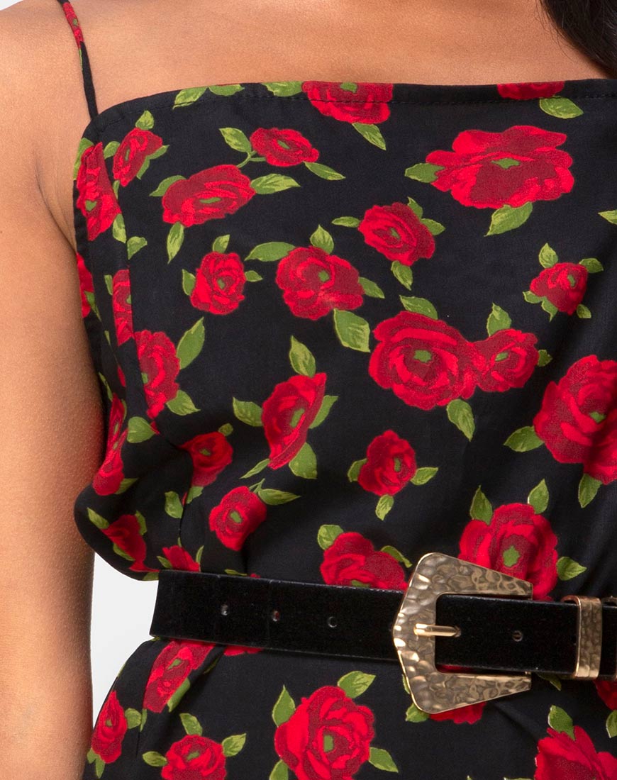 Image of Datista Slip Dress in Roaming Rose Black