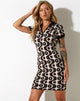 image of Daxia Mini Dress in Wavy Geo Ivory Brown and Black