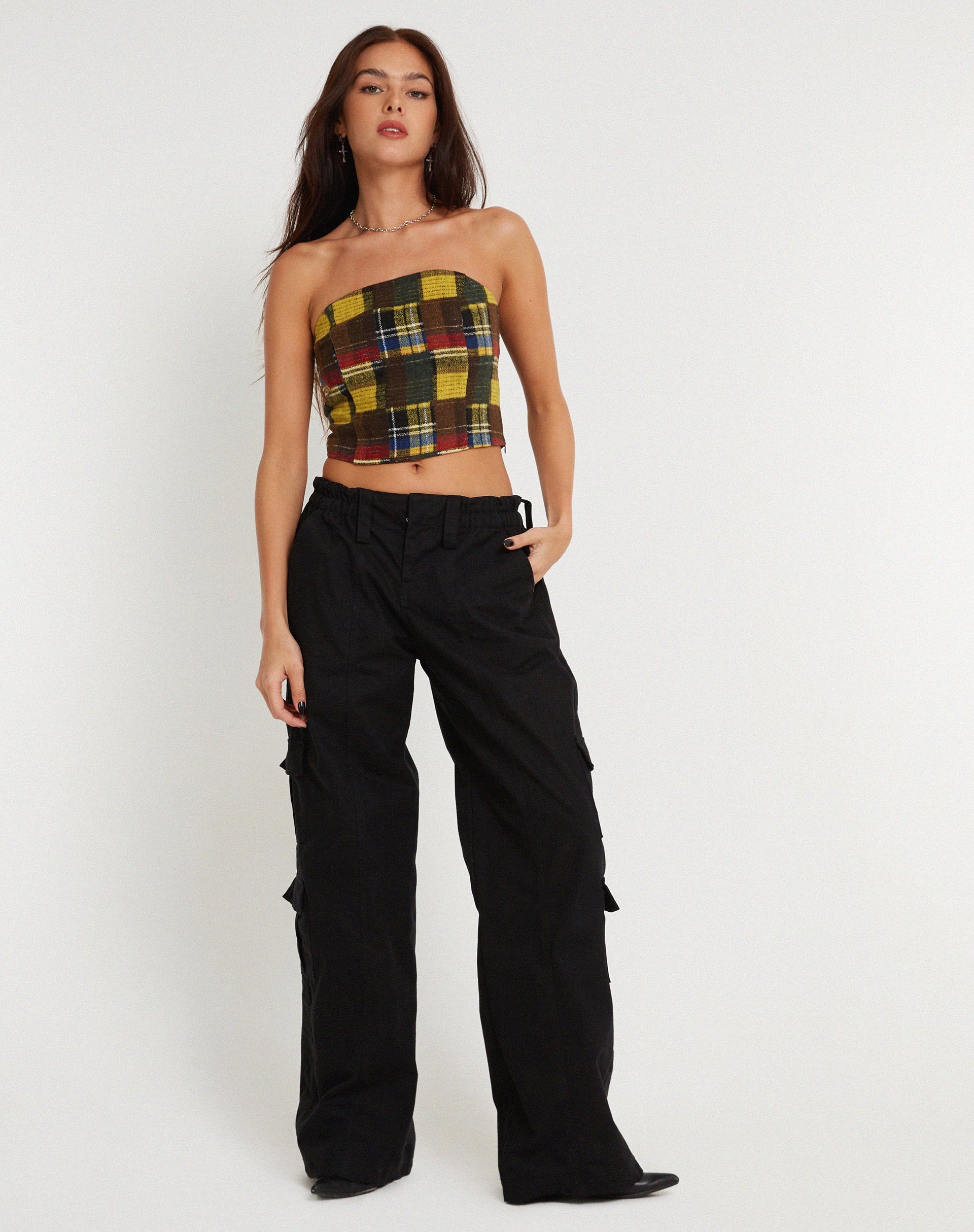 Image of Delny Bandeau Top in Mix Tartans