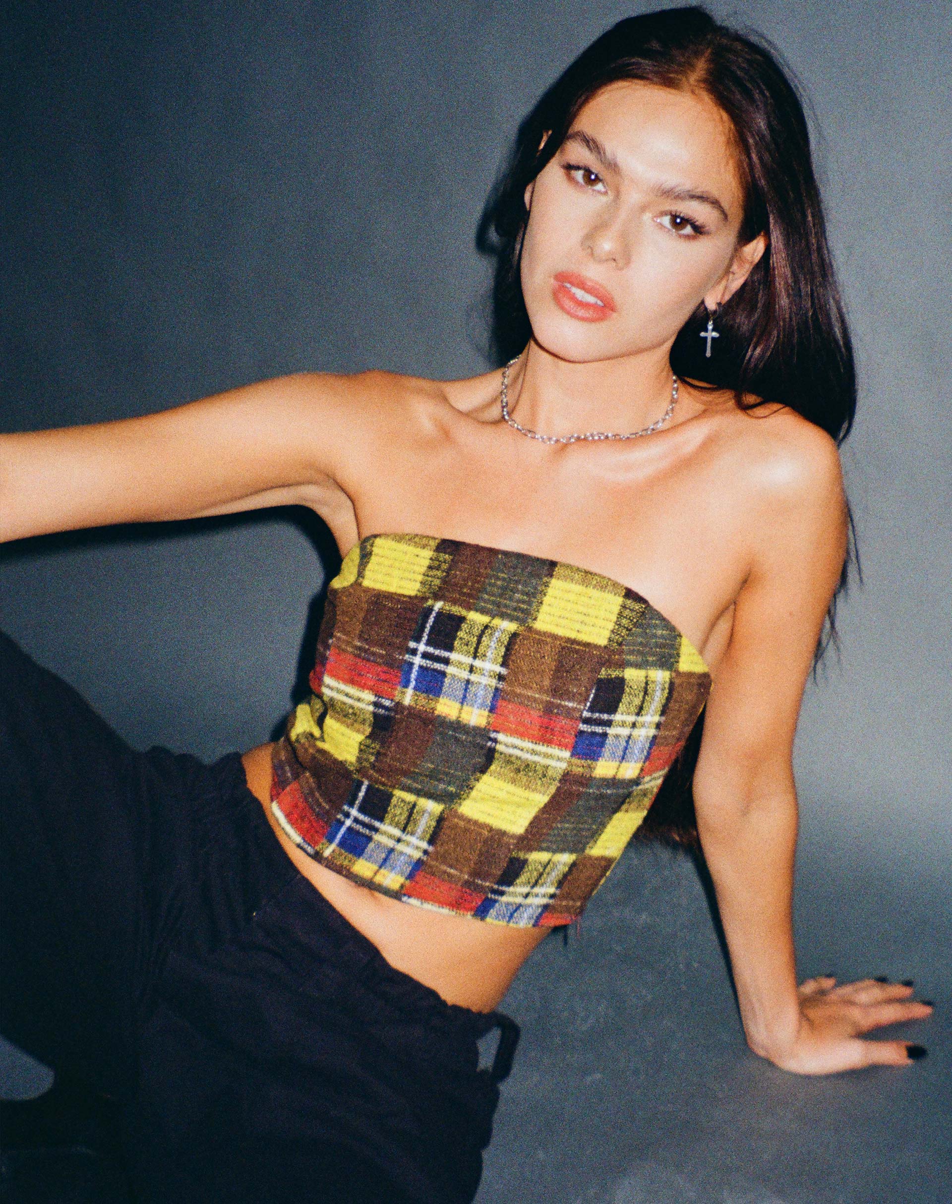 Image of Delny Bandeau Top in Mix Tartans