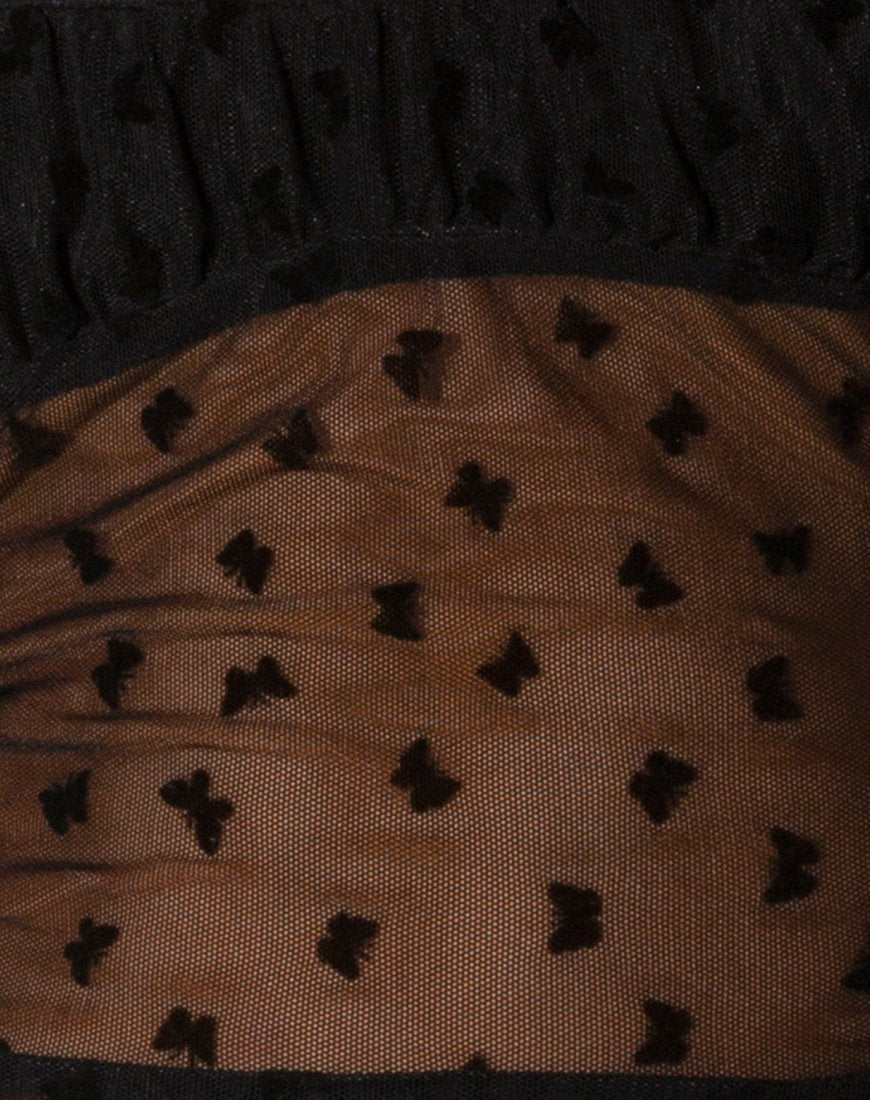 Image of Delora Crop Top in Black Flock Flutterby