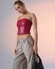 image of Dena Corset Top in PU Blood Red