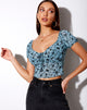 Image of Deyha Crop Top in Love Bloom Grey and Blue Flock