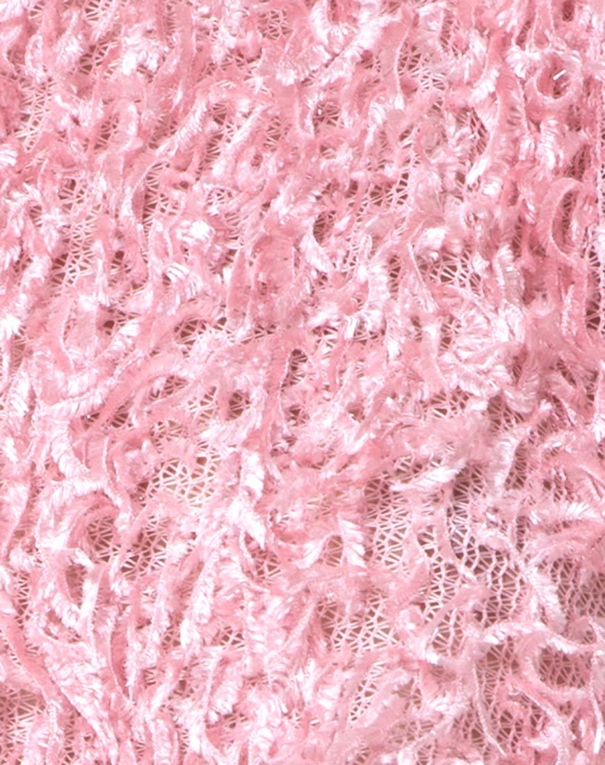 Image of Diabla Crop Jumper in Shaggy Knit Sugar Pink