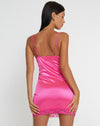 image of Ditika Mini Dress in Satin Hot Pink