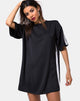 Image of Dore T-Shirt Dress in Black with Ivory Stripe