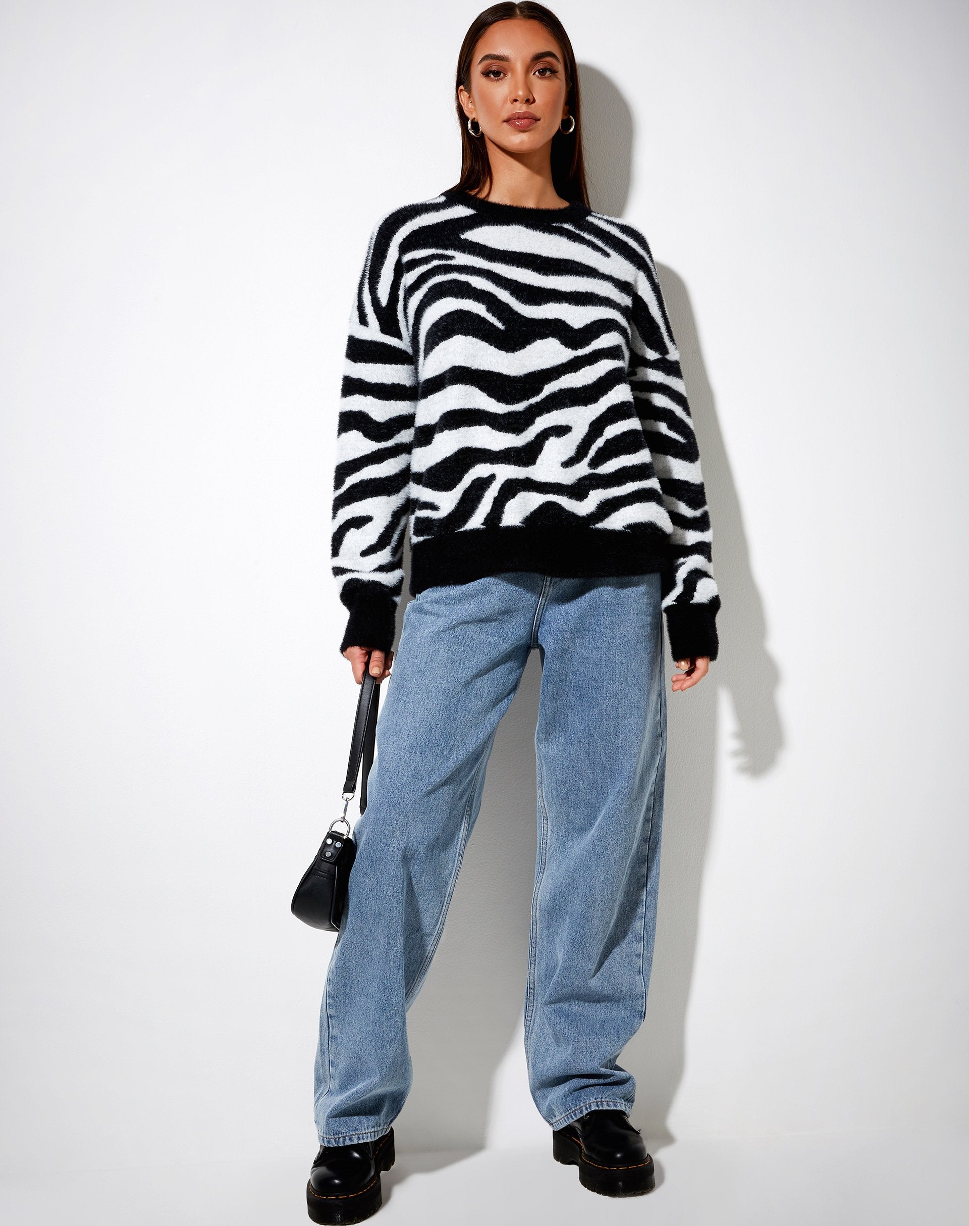 Image of Eleni Jumper in Knit Zebra Black and White