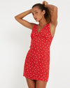 image of Eluned Day Dress in Paisley Fun Red
