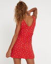 image of Eluned Day Dress in Paisley Fun Red