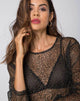 Image of Ether Longsleeve Top in Glitter Net Animal Black