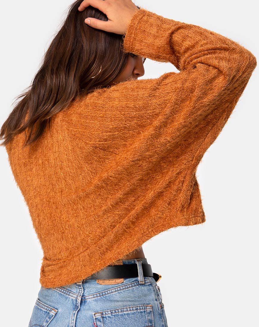 Evie Cropped Sweatshirt in Rust Knit