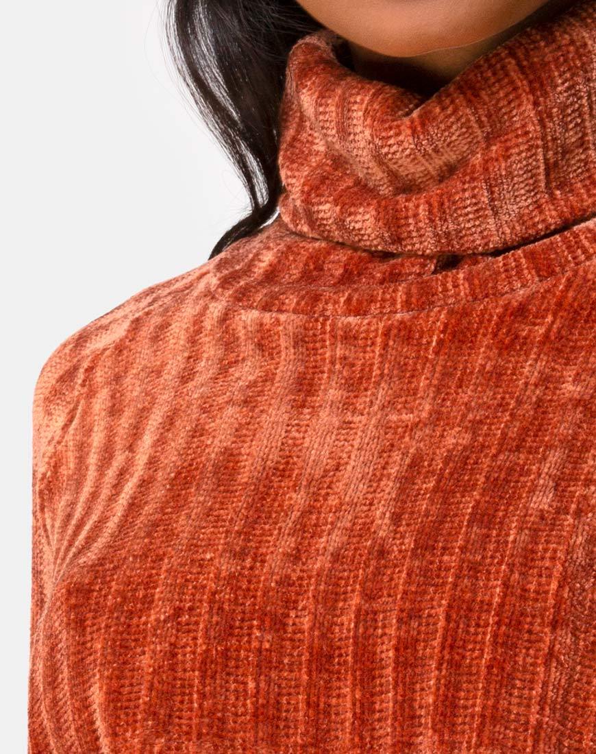 Image of Evie Cropped Sweater in Rust Chenille