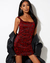 Image of Exily Mini Dress in Brocade Flower Black and Red