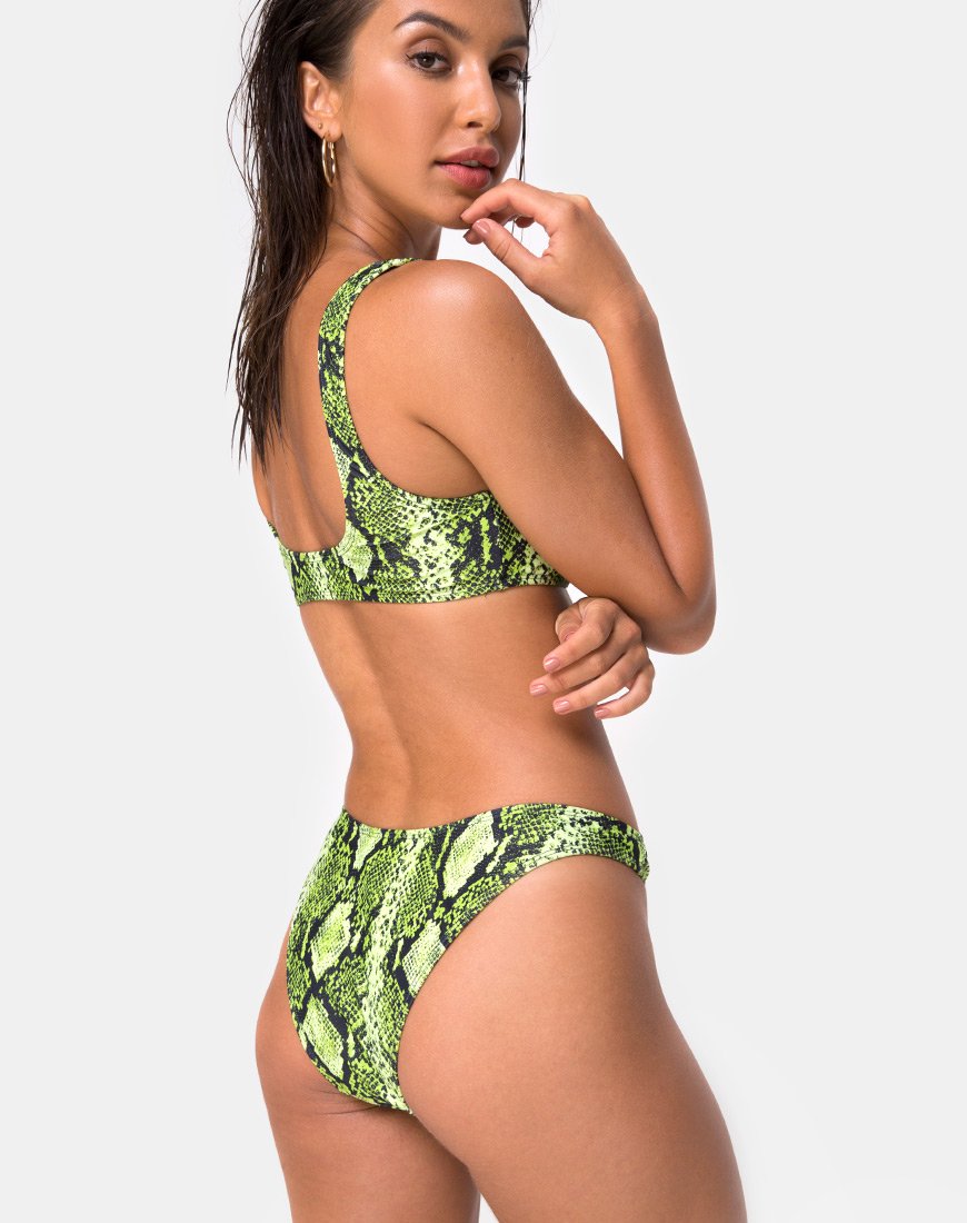 Image of Farida Bikini Bottom in Slime Lime Snake
