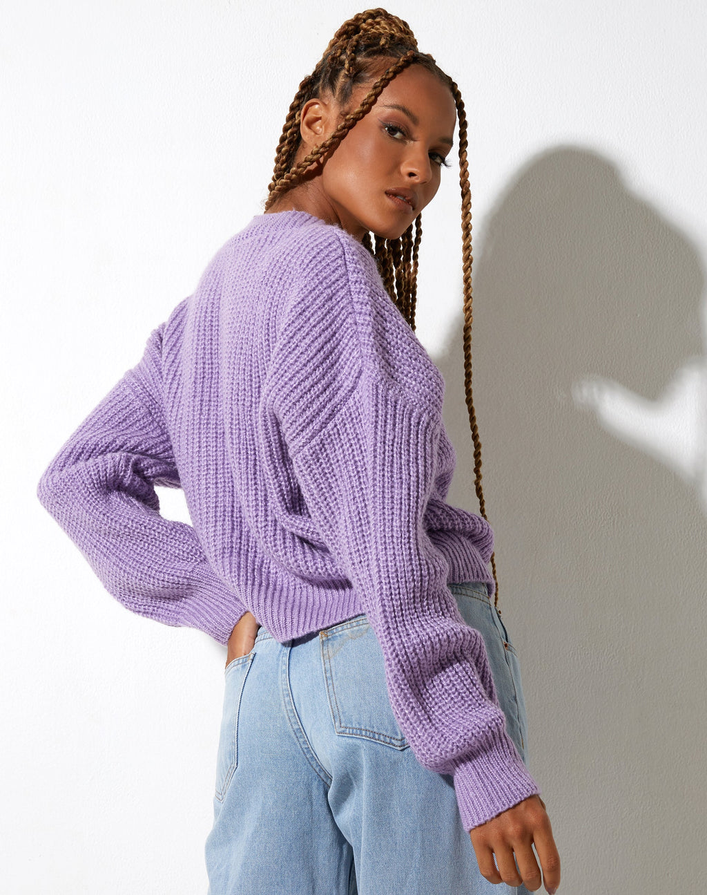 Faya Cardigan in Knit Purple