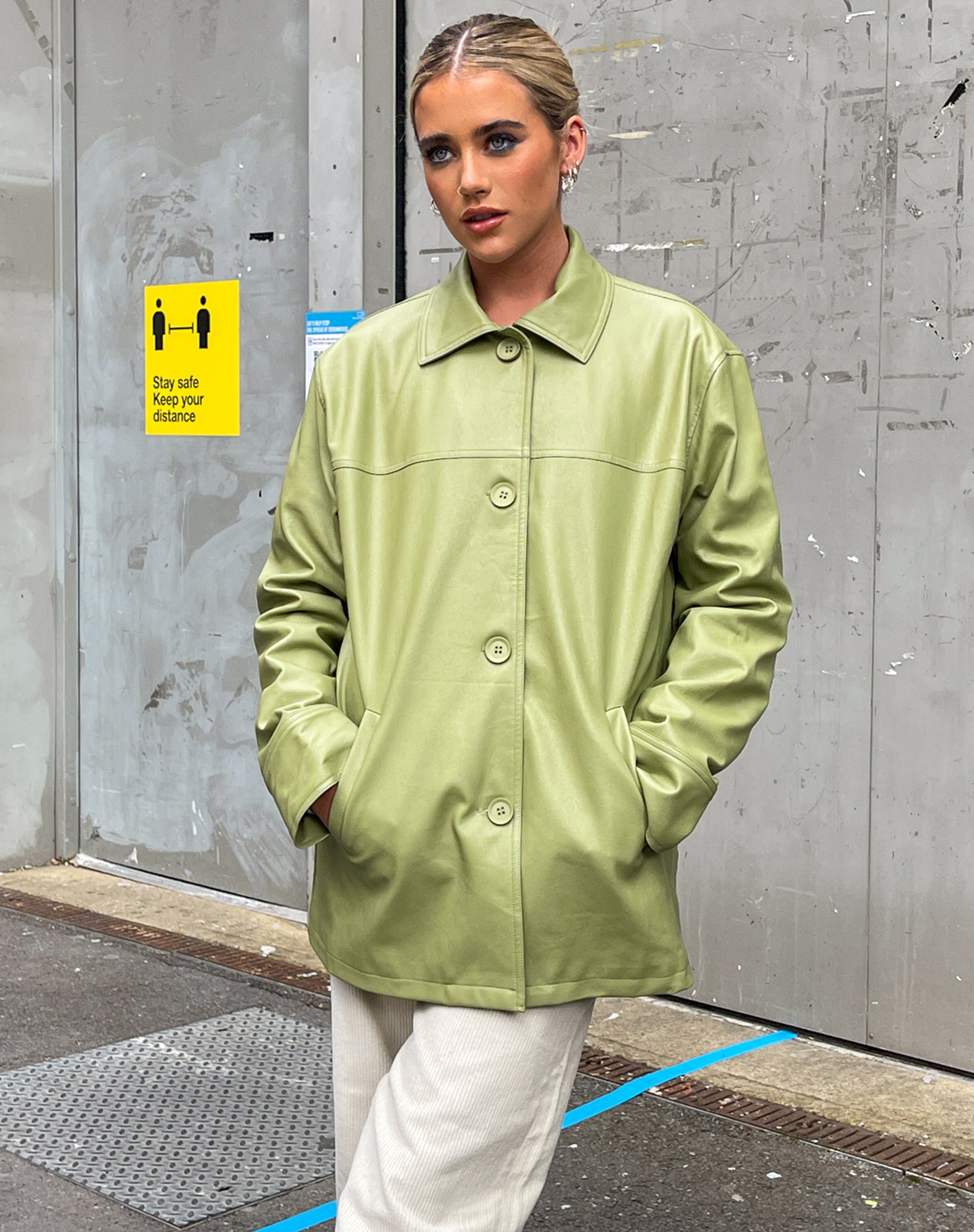 Oversize Pu Green Jacket | Walta – motelrocks-com-eur