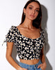 Image of Flaba Crop Top in Mini Daisy Black