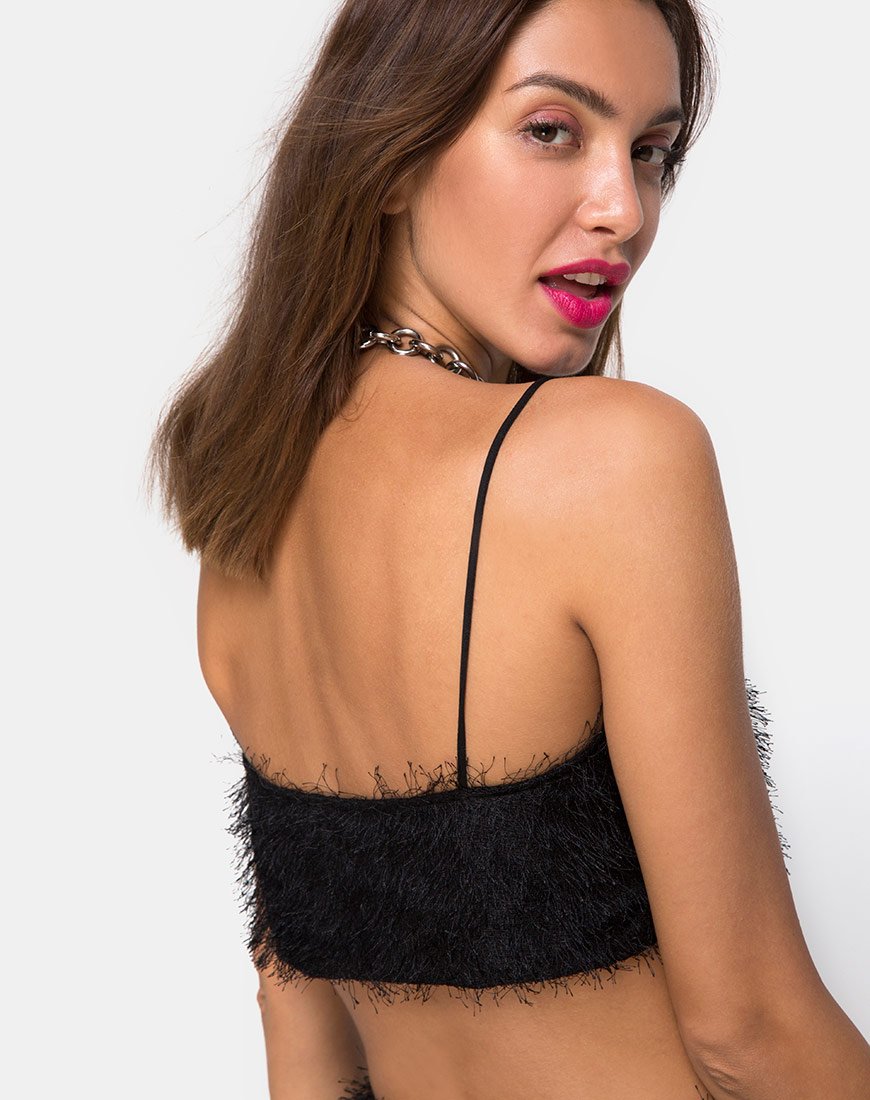 Image of Balien Crop Top in Fringe Black