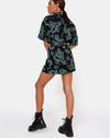 Image of Fresia Dress in Dragon Flower Black and Mint