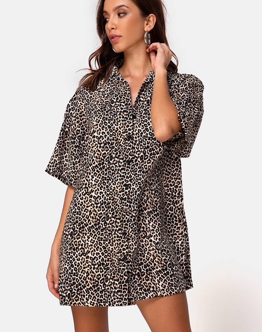 Fresia Mini Dress in Brown Rar Leopard